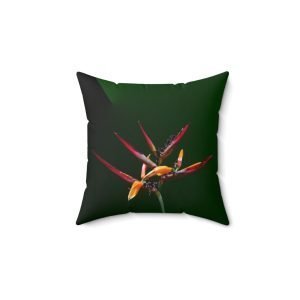 Floral Square Pillow BIRD OF PARADISE green (Faux Suede)
