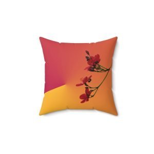 Floral Square Pillow RED PRINCESS (Faux Suede)