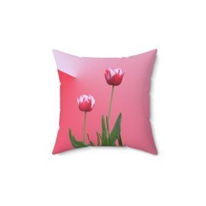 Floral Square Pillow SPOTTED TULIP pink (Faux Suede)