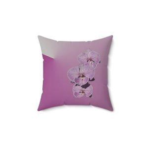 Floral Square Pillow ORCHID (Faux Suede)