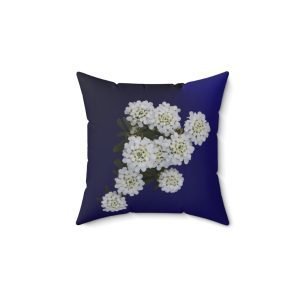Floral Square Pillow CANDYTUFT blue (Faux Suede)