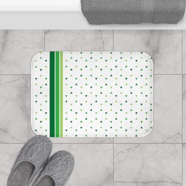 Geometric Bath Mat TINY triangles green white