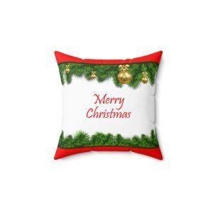 merry Christmas pillow square red red spun polyester