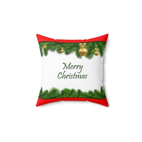 merry Christmas pillow square red green faux suede