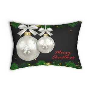 rectangular Merry Christmas pillow black forest