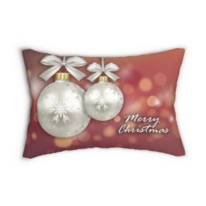 rectangular merry Christmas pillow red bokeh