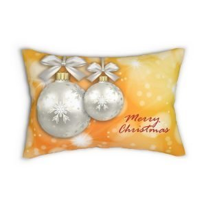 rectangular merry Christmas pillow yellow bokeh