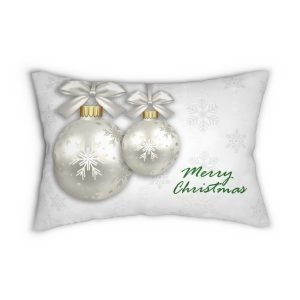rectangular merry Christmas pillow snowflakes green