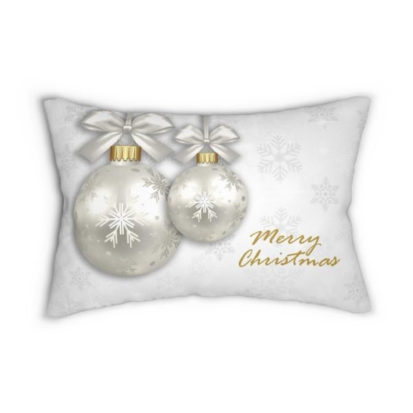 rectangular merry Christmas pillow snowflakes gold