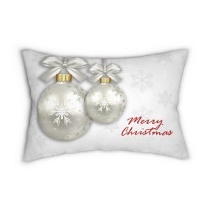 rectangular merry Christmas pillow snowflakes red