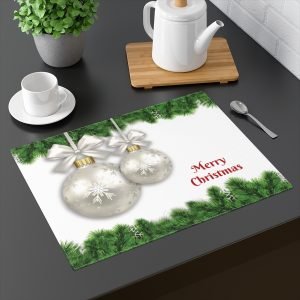 merry Christmas placemat white forest