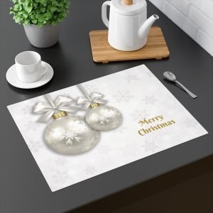 merry Christmas placemat snowflakes gold