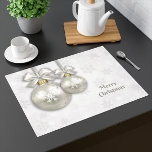 merry Christmas placemat snowflakes silver