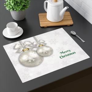 merry Christmas placemat snowflakes green