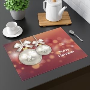 merry Christmas placemat red bokeh