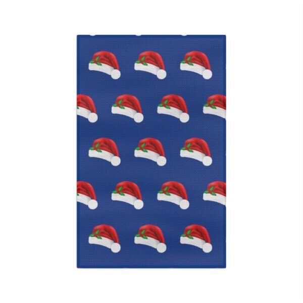 Christmas kitchen towel santa hat blue