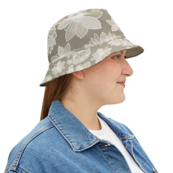 floral bucket hat greige dark