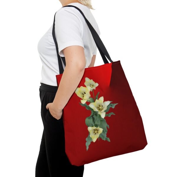 Floral Tote Bag CREAM TULIP red - Image 4