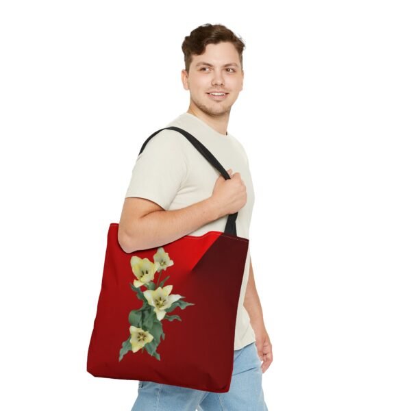 Floral Tote Bag CREAM TULIP red - Image 3