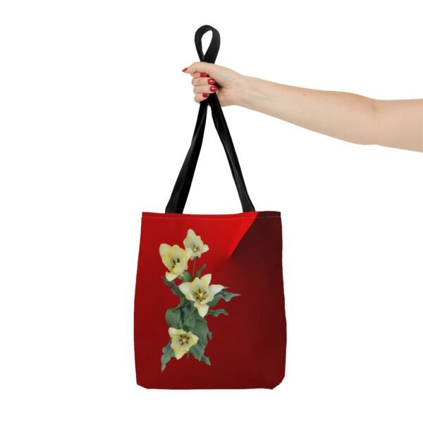 Floral Tote Bag CREAM TULIP red - Image 11