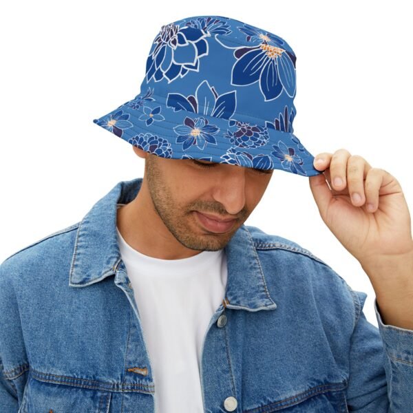 Floral Bucket Hat DAHLIAS blue - light - Image 15