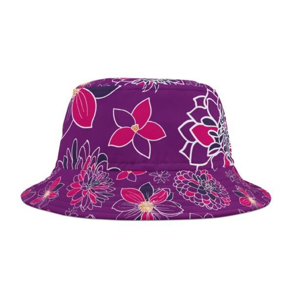 Floral Bucket Hat DAHLIAS purple - medium - Image 12