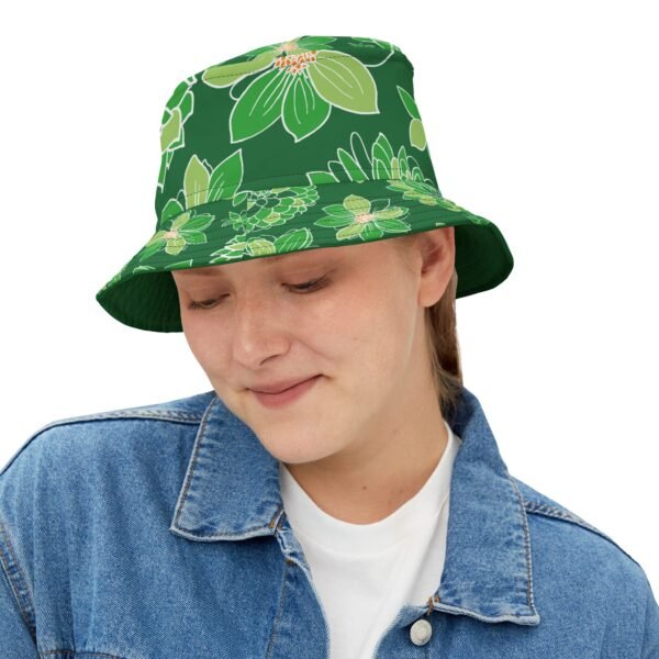 Floral Bucket Hat DAHLIAS green - dark - Image 16