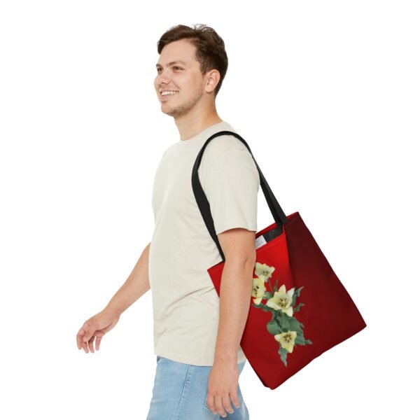 Floral Tote Bag CREAM TULIP red - Image 7