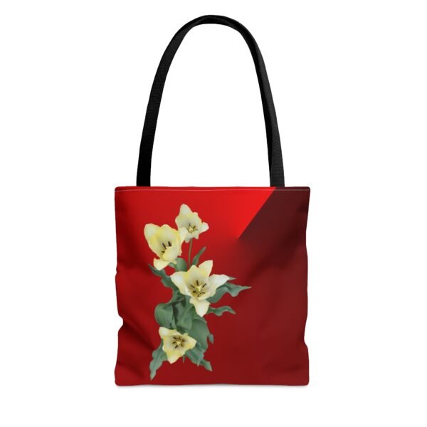 Floral Tote Bag CREAM TULIP red - Image 9