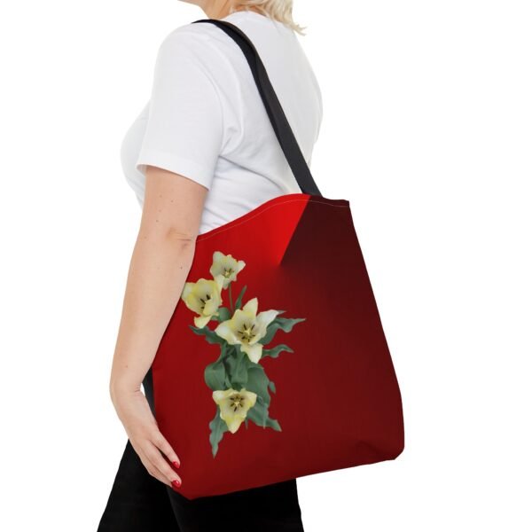 Floral Tote Bag CREAM TULIP red - Image 8