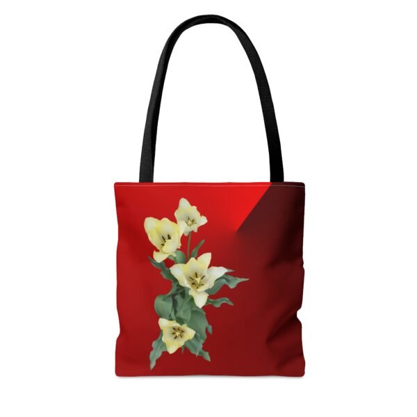 Floral Tote Bag CREAM TULIP red - Image 10