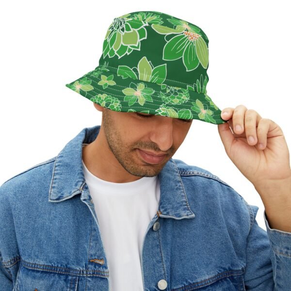 Floral Bucket Hat DAHLIAS green - dark - Image 8
