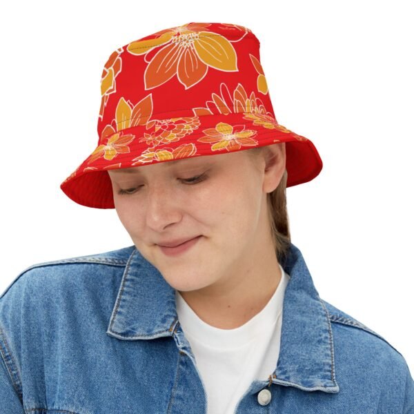 Floral Bucket Hat DAHLIAS orange - dark - Image 16