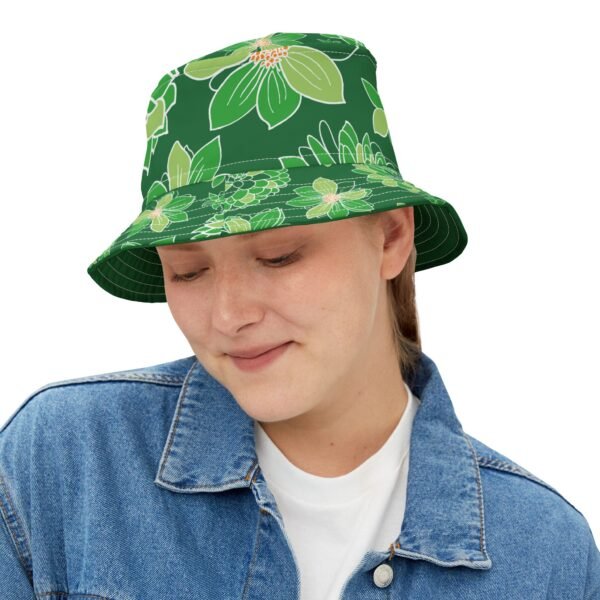 Floral Bucket Hat DAHLIAS green - dark