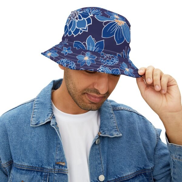 Floral Bucket Hat DAHLIAS blue - dark - Image 8