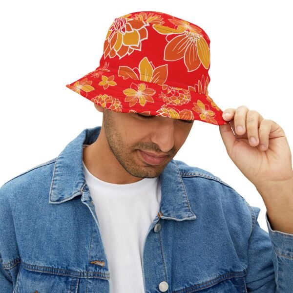 Floral Bucket Hat DAHLIAS orange - dark - Image 15