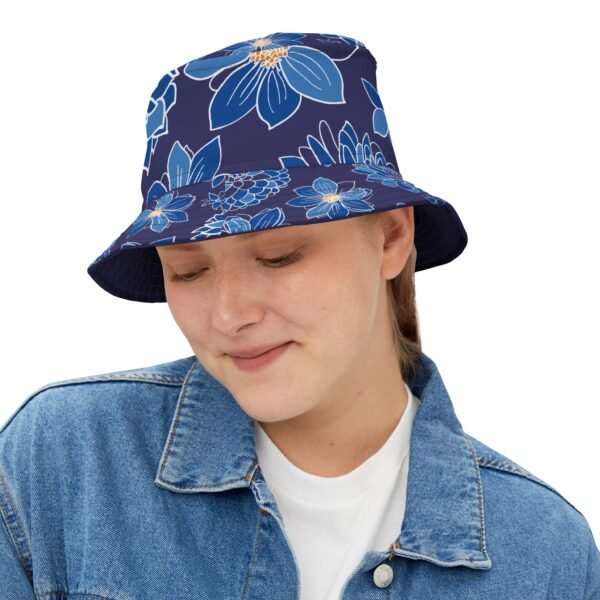 Floral Bucket Hat DAHLIAS blue - dark - Image 16
