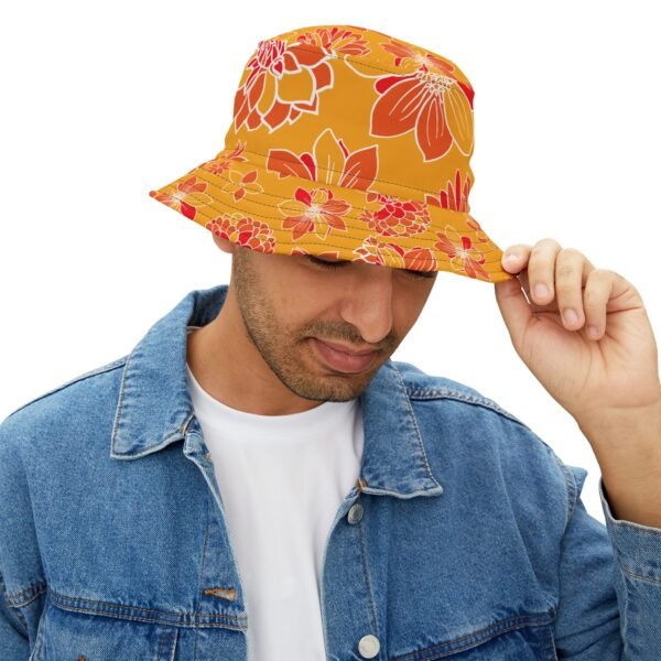 Floral Bucket Hat DAHLIAS orange - light - Image 15