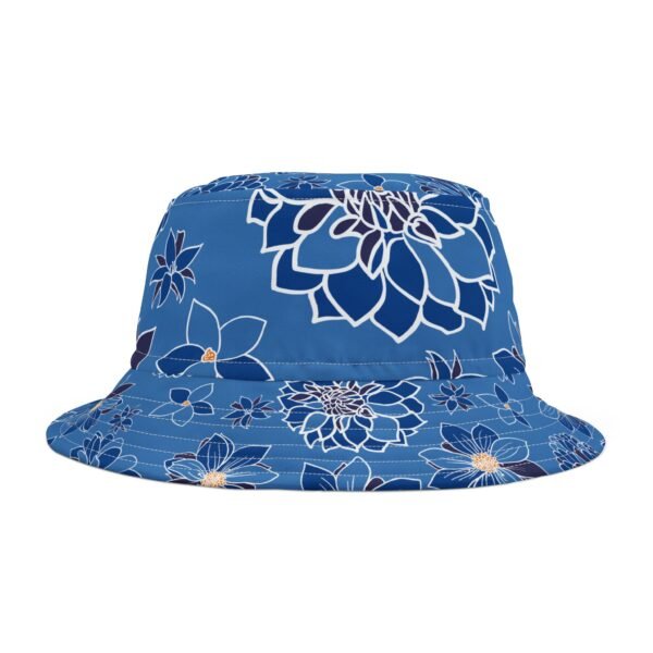 Floral Bucket Hat DAHLIAS blue - light - Image 3