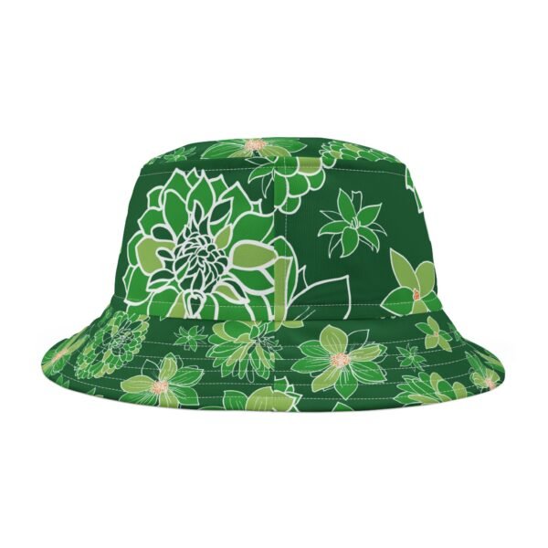Floral Bucket Hat DAHLIAS green - dark - Image 4