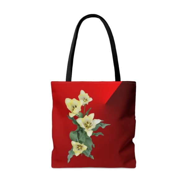 Floral Tote Bag CREAM TULIP red - Image 2
