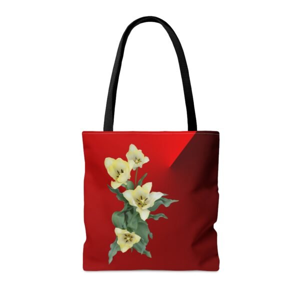 Floral Tote Bag CREAM TULIP red - Image 6