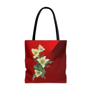 Floral Tote Bag CREAM TULIP red