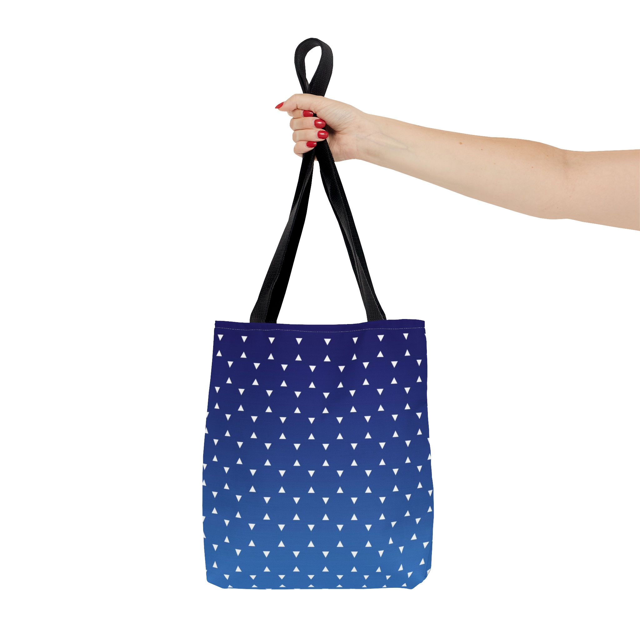 Geometric Tote Bag TINY triangles blue gradient - Image 11