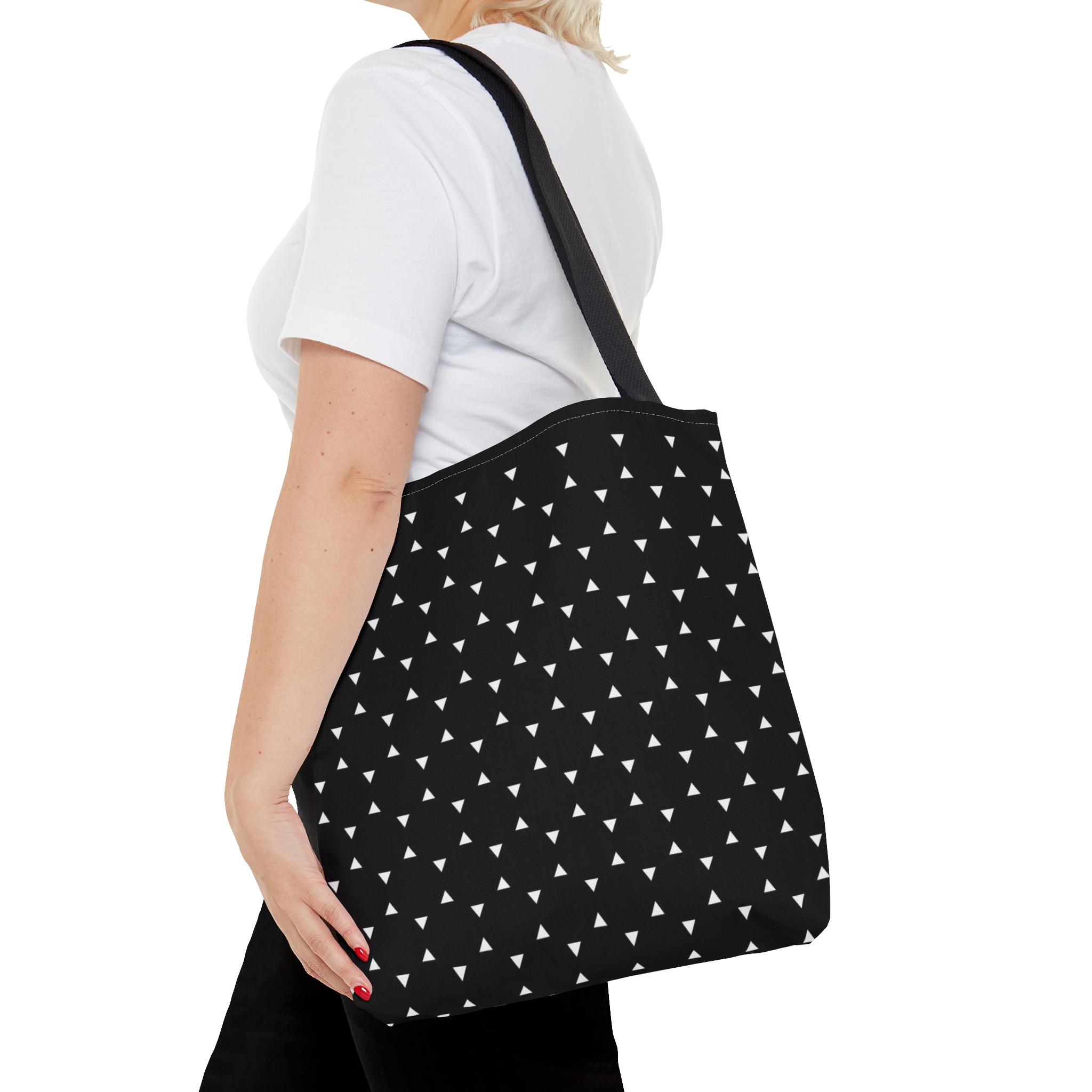 Geometric Tote Bag TINY triangles black - Image 8