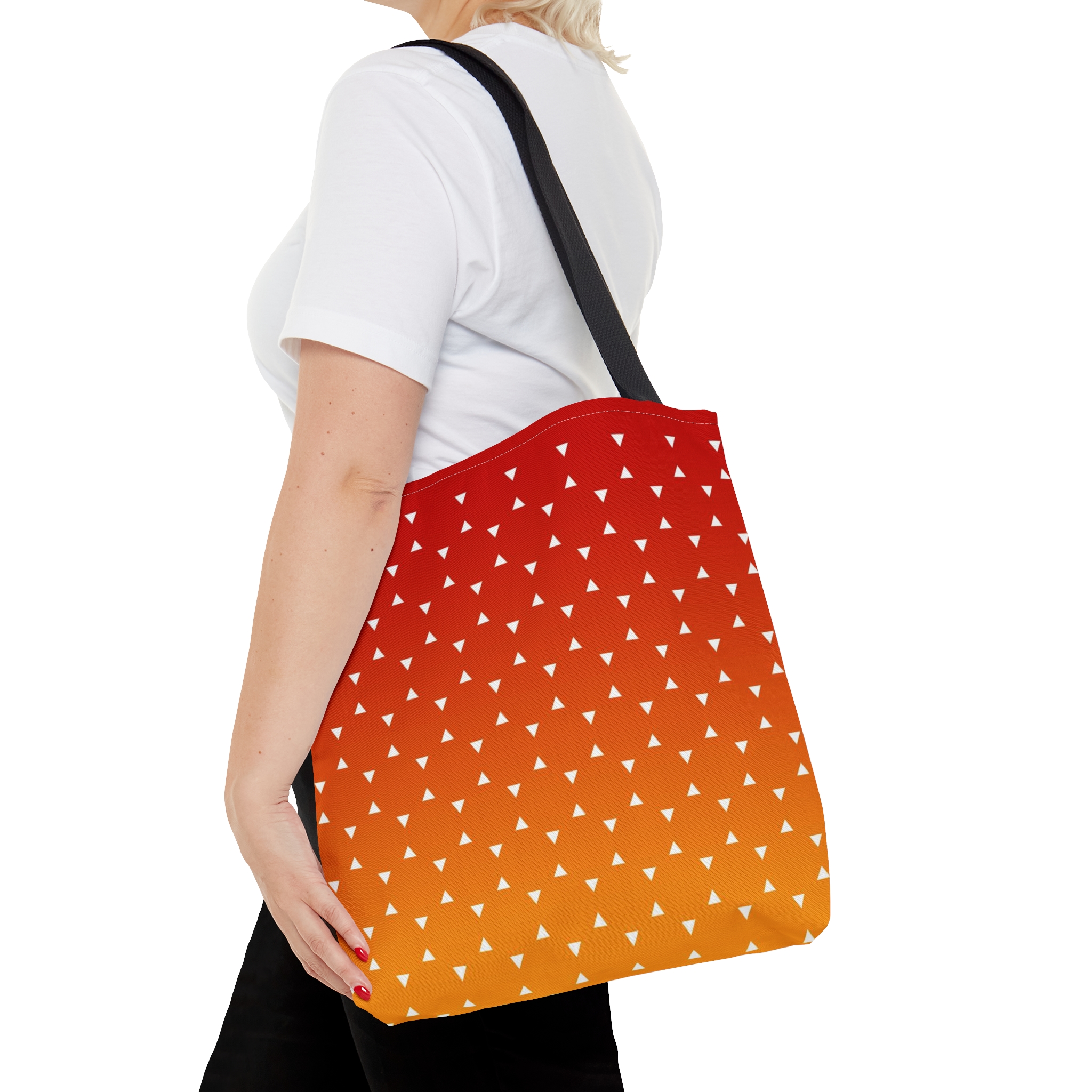 Geometric Tote Bag TINY triangles orange gradient - Image 8