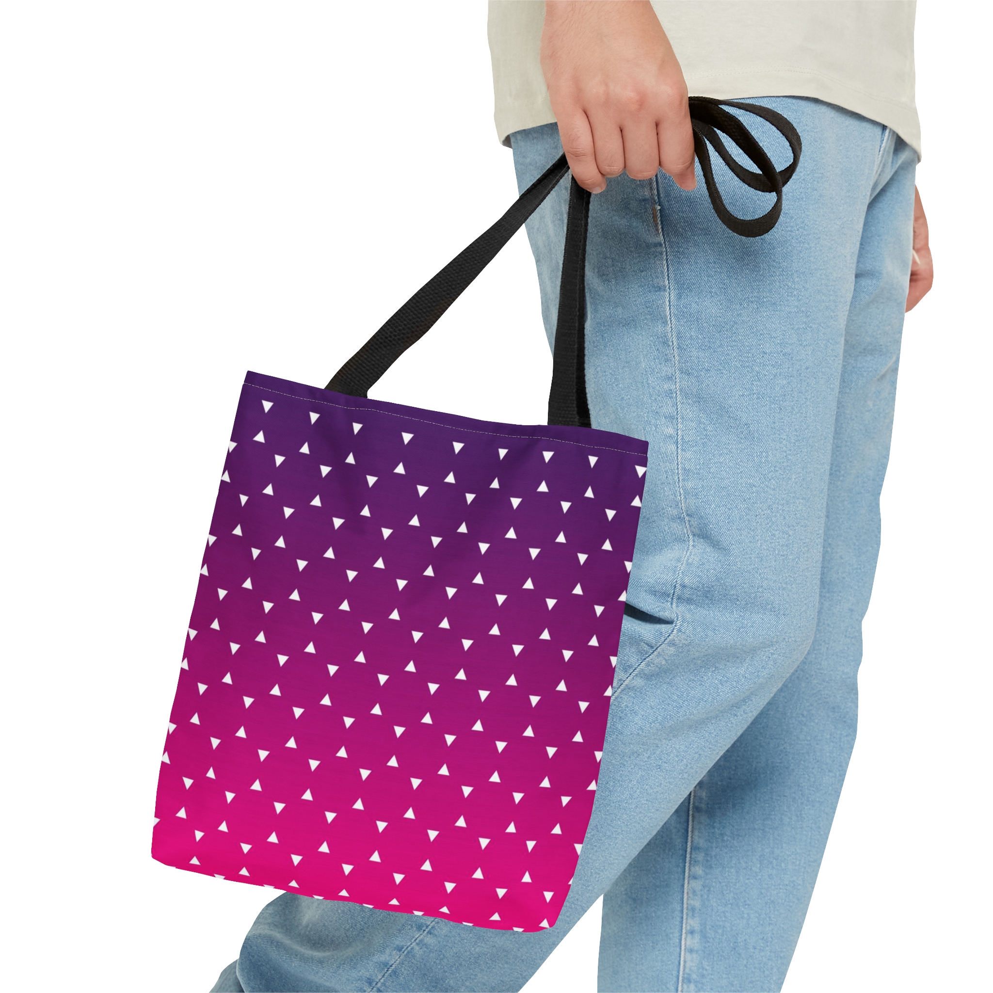 Geometric Tote Bag TINY triangles pink gradient - Image 12