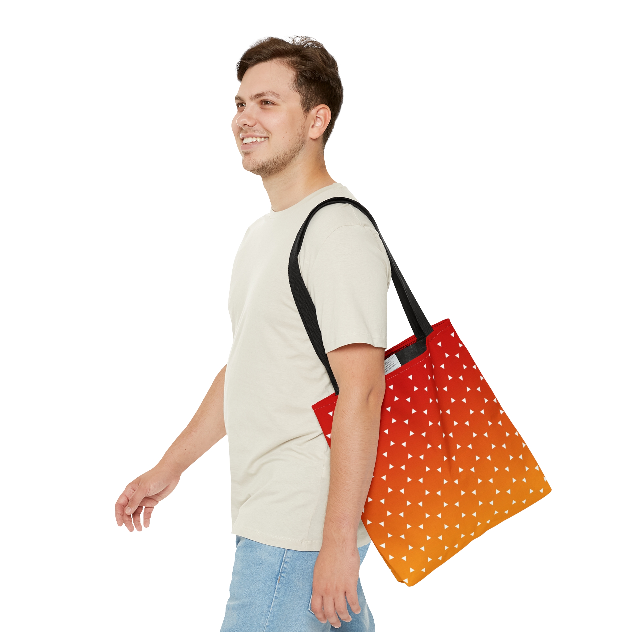 Geometric Tote Bag TINY triangles orange gradient - Image 7