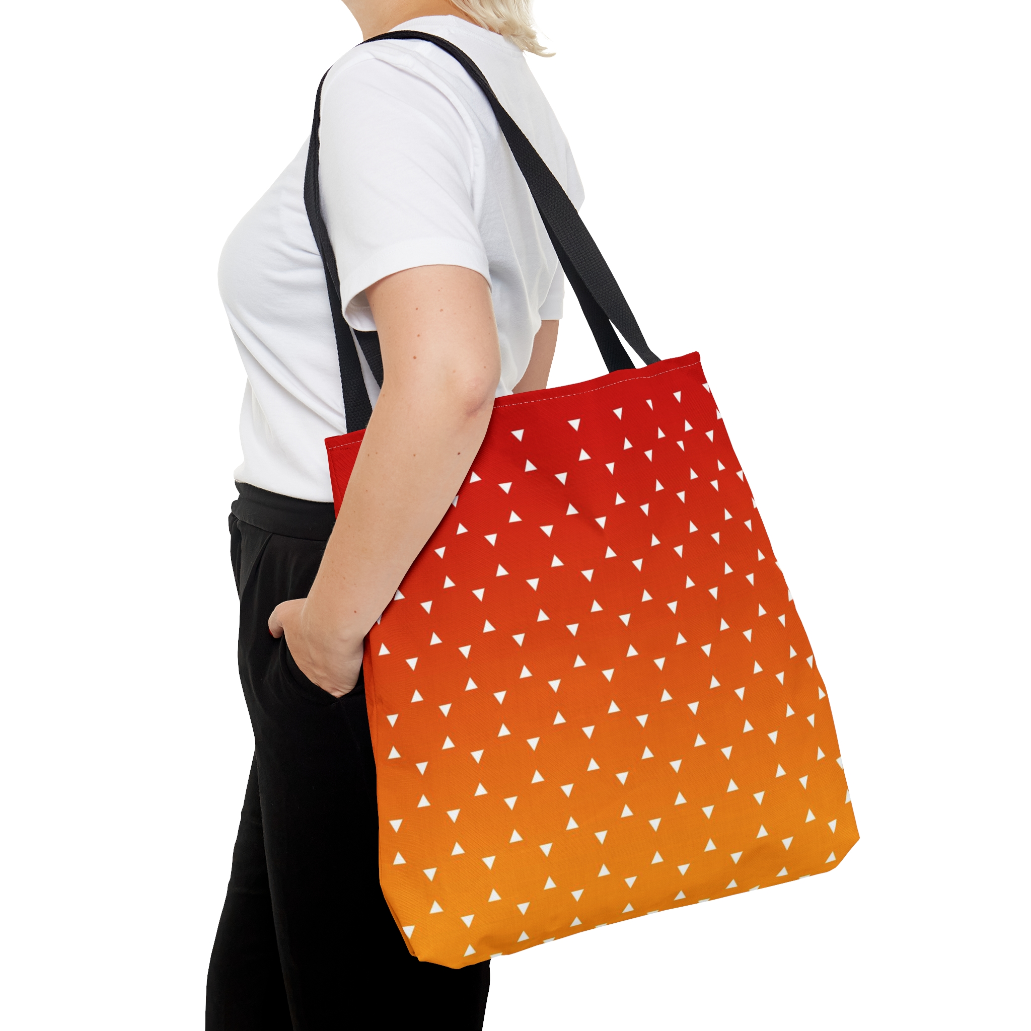 Geometric Tote Bag TINY triangles orange gradient - Image 4