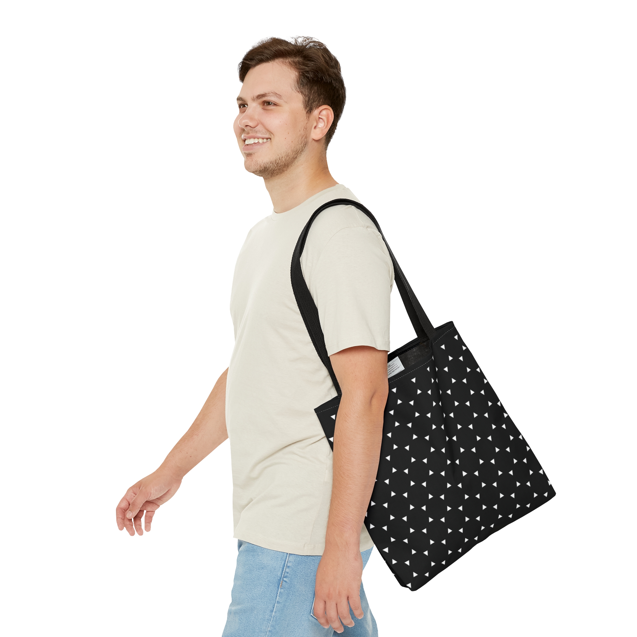 Geometric Tote Bag TINY triangles black - Image 7